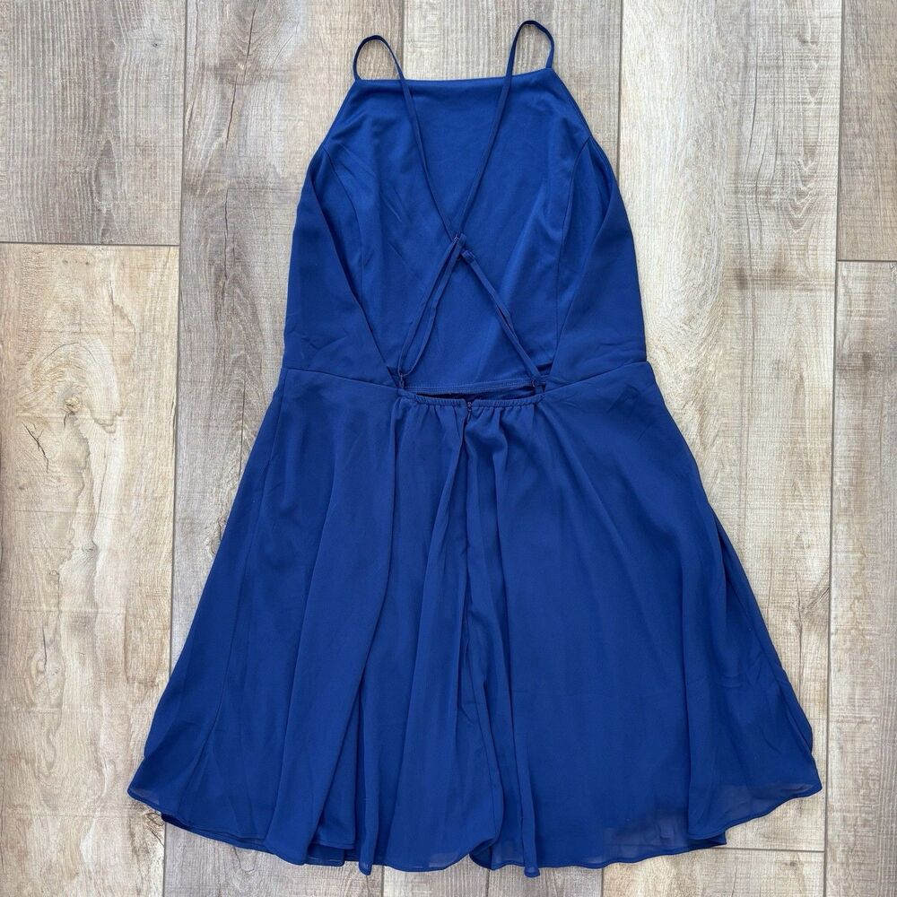 Lulus Women Letter of Love Navy Blue Backless Skater Dress Size XL Wedding Sexy - Picture 4 of 13